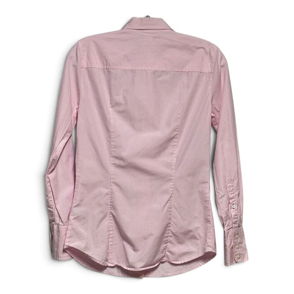 J.Crew Vintage Y2K Kathryn Slim Fit Button Up Top Cotton Pink White Stripe XS - Picture 3 of 4